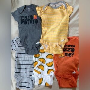 5-Pack Toddler One-Piece Bodysuits in Gray, Orange, Yellow & White